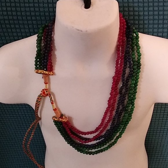 Necklace with jade lapis and rubi - Picture 4 of 4